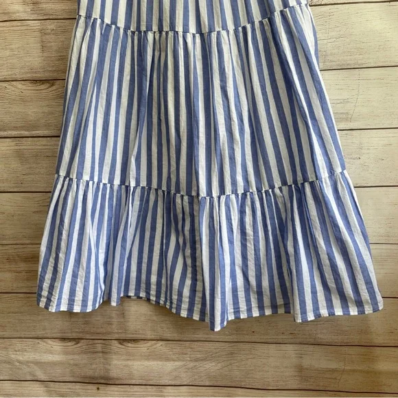 J CREW FULL TIERED FULL MIDI SKIRT IN BLUE AND WHITE STRIPES‎ - Picture 3 of 6